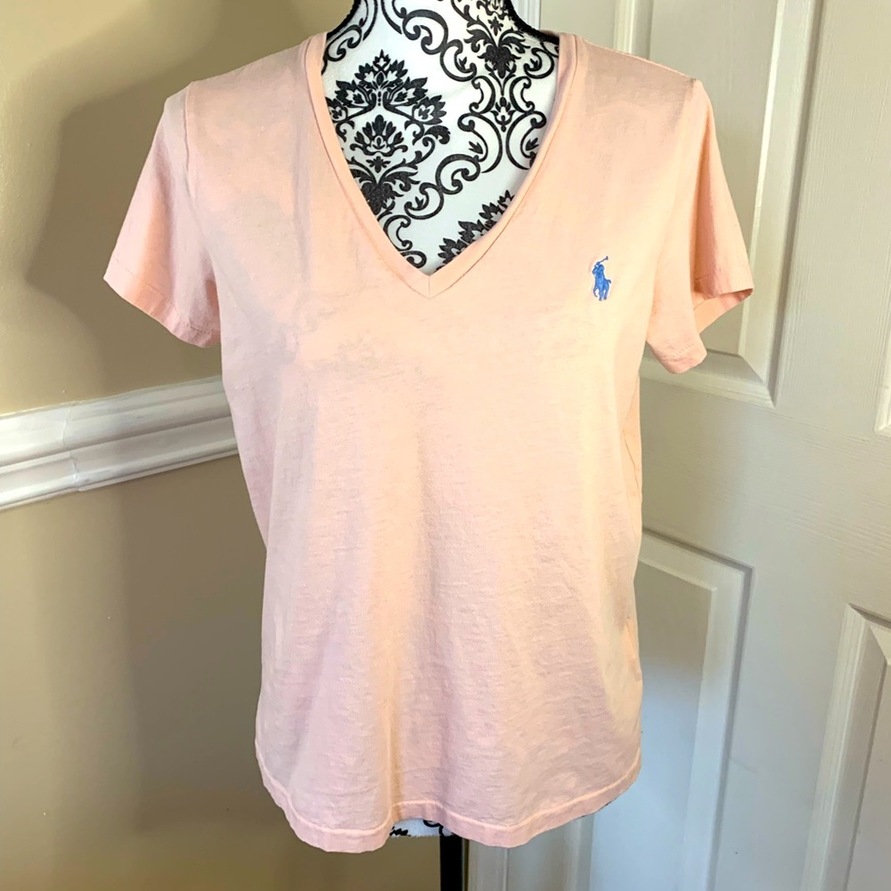 Polo, women’s neck pink T-shirt, Vintage, size Lg.